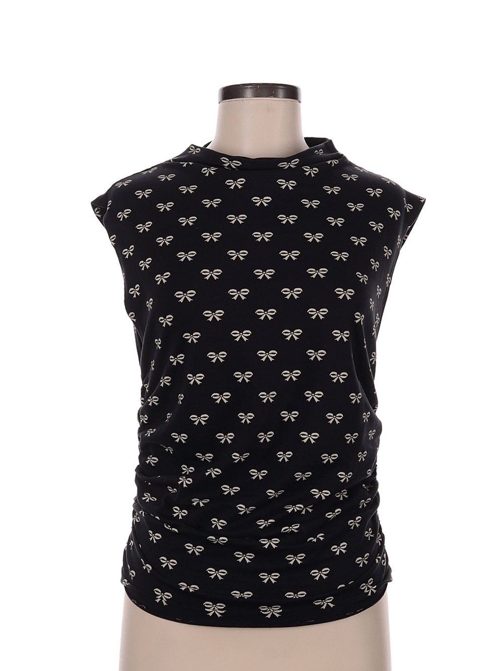 Maeve- by Anthropology Black Bow-Print Sleeveless Top